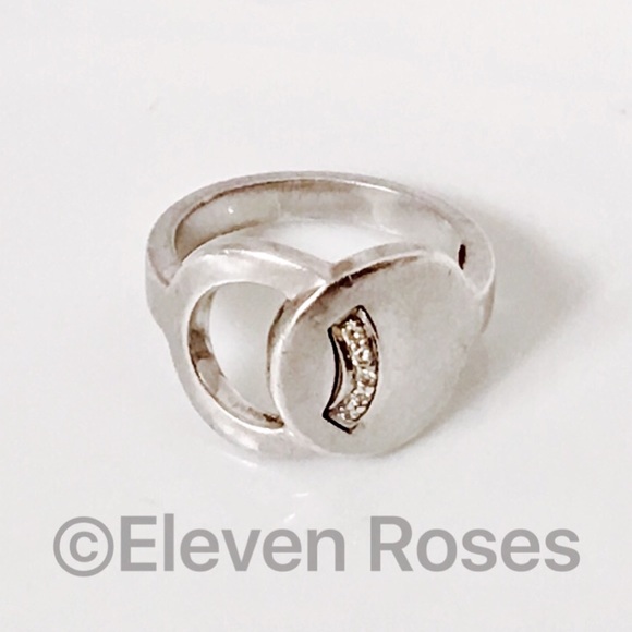 Movado Sterling & 18k Diamond Ring - Picture 7 of 7